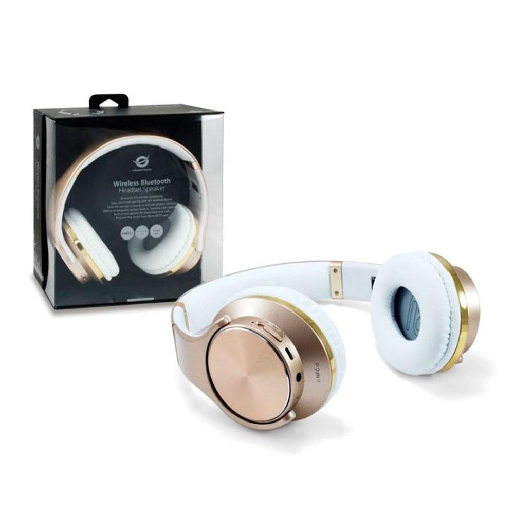 Auriculares Inalambricos Diadema Conceptronic Eligio / Bluetooth / Mp3 MicroSD / Oro-Blanco / CHSPBTNFCSPKG - Imagen 4