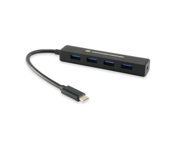 Hub Type-C a 4xUsb 3.0 / Negro / Ctc4usb3 / Conceptronic