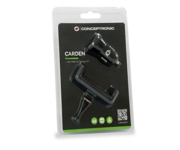 Kit Cargador coche Conceptronic Cusbcar2akit 12-24v + Soporte Airvent / 2XUsb / 5v 2a - Imagen 2