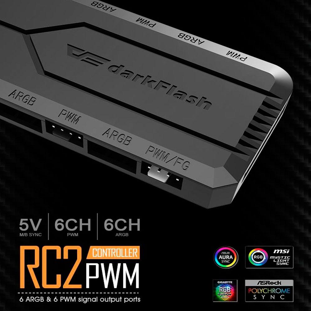 Controladora PWM-ARGB Darkflash RC2 / 14 efectos / 6 conectores ARGB / 5 Conectores PWM - Imagen 3