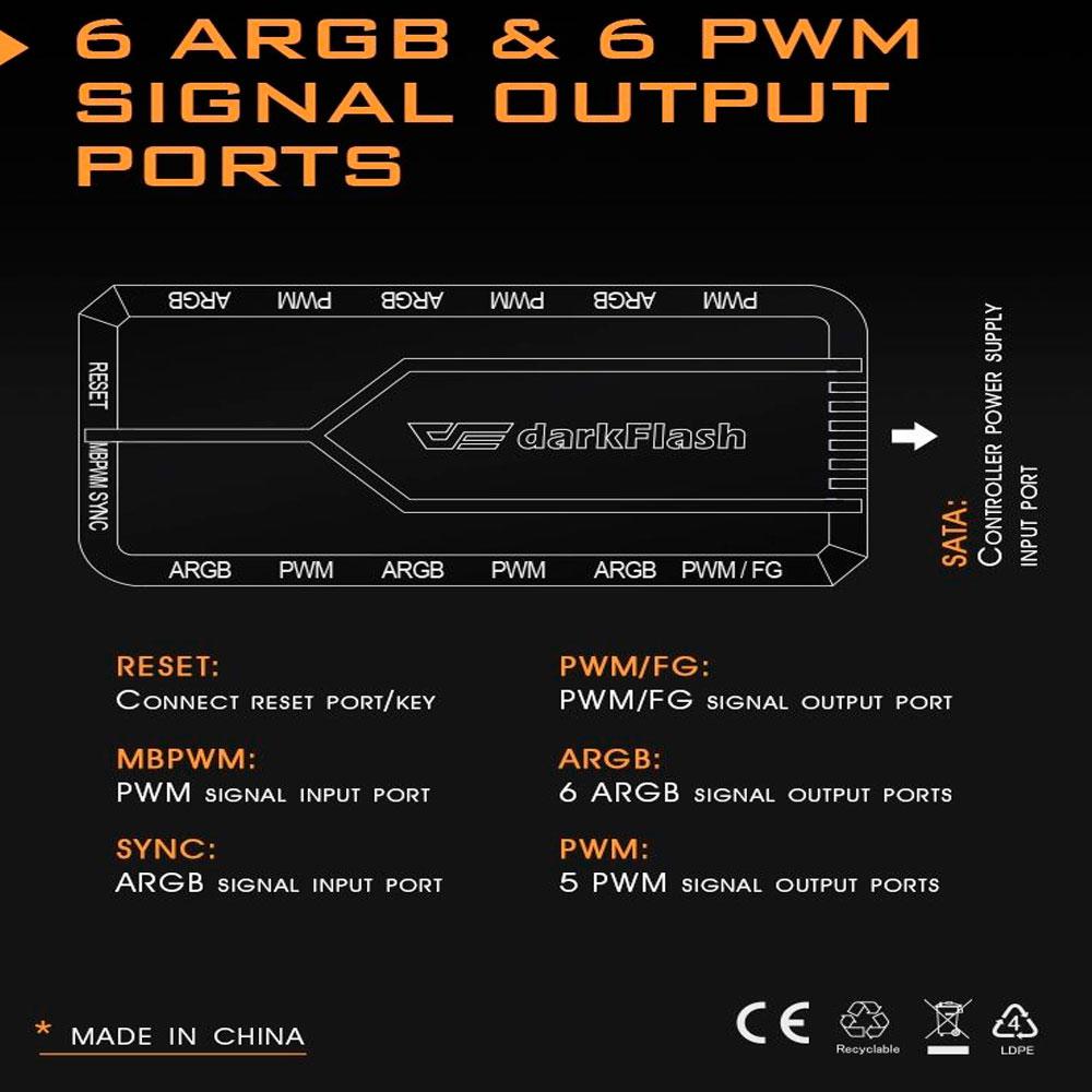 Controladora PWM-ARGB Darkflash RC2 / 14 efectos / 6 conectores ARGB / 5 Conectores PWM - Imagen 4