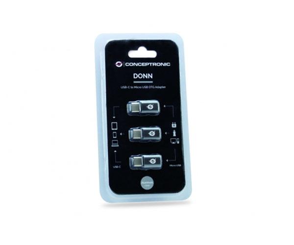 Adaptador OTG Type-C 3.1 Macho a MicroUsb Hembra Conceptronic Doon / Pack 3 uds / DONN05G - Imagen 2