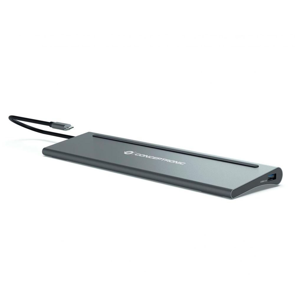 Hub Adaptador Type-C 12 en 1 Conceptronic / 2x Hdmi / DP / Type-C PD 100w / 2x Usb 3.0 / LAN Gigabit / DONN17G - Imagen 3