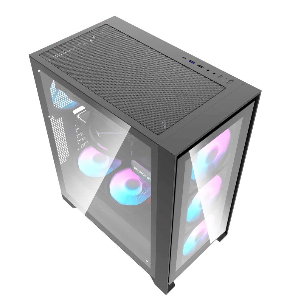 Caja Gaming Darkflash DRX70 Negro / ATX / Cristal templado / USB 3.0 / Type-C / Incluye 4 Fan RGB - Imagen 3
