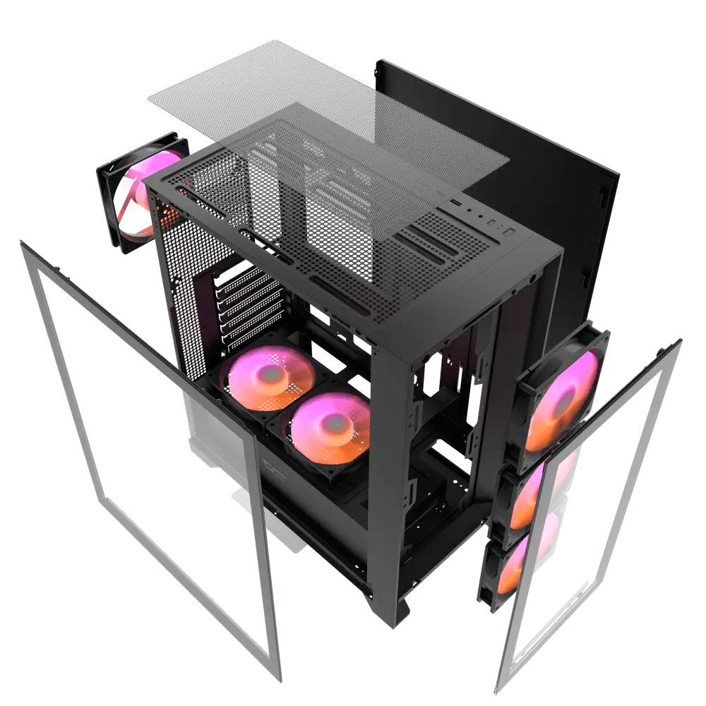 Caja Gaming Darkflash DRX70 Negro / ATX / Cristal templado / USB 3.0 / Type-C / Incluye 4 Fan RGB - Imagen 6
