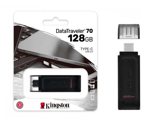 Pendrive Kingston DT70 128Gb Type-C 3.2 Gen.1 / Negro