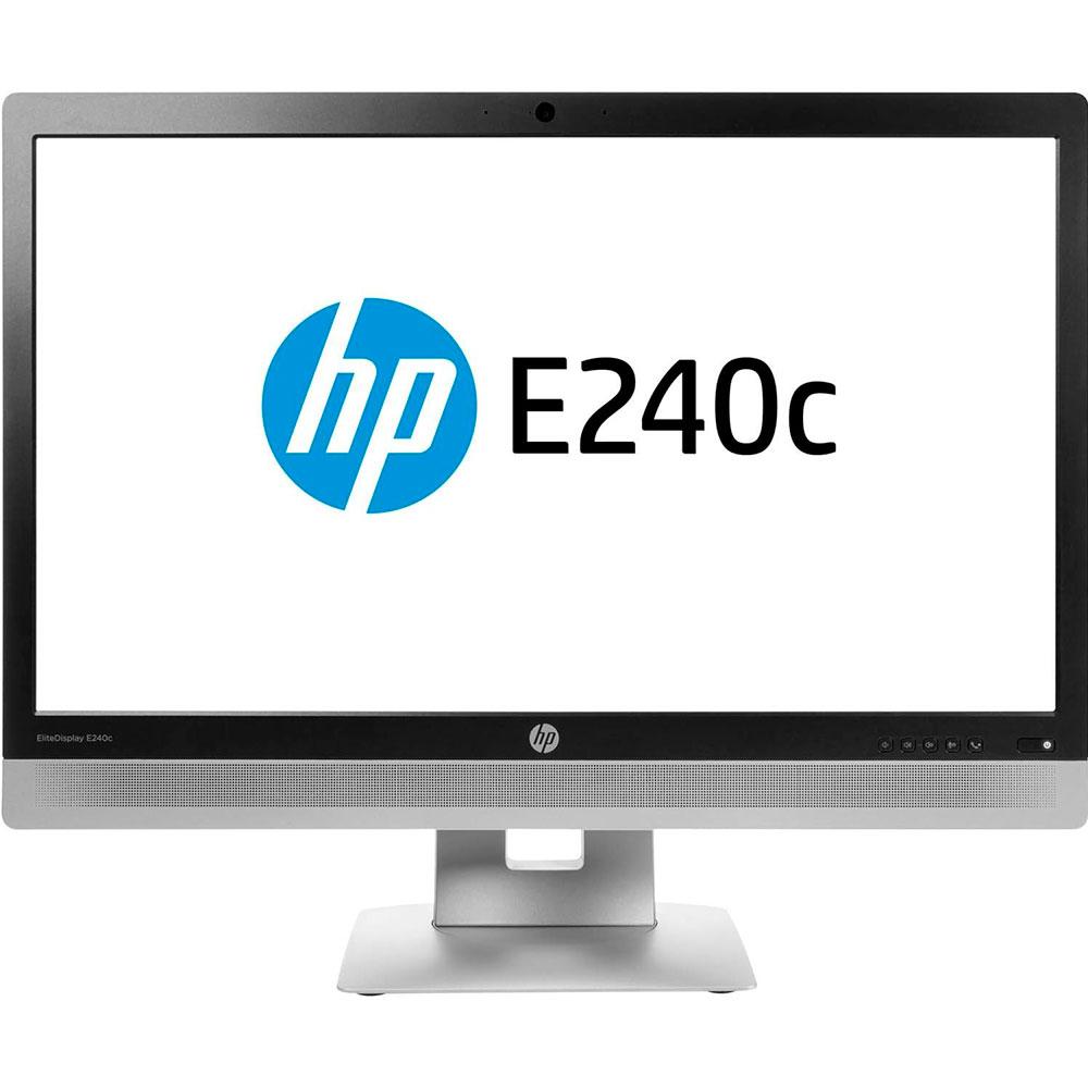 Monitor Reacondicionado LED HP E240c 23.8 FullHD / Multimedia / Webcam / HDMI / VGA / DP / Negro-Plata / Grado B"