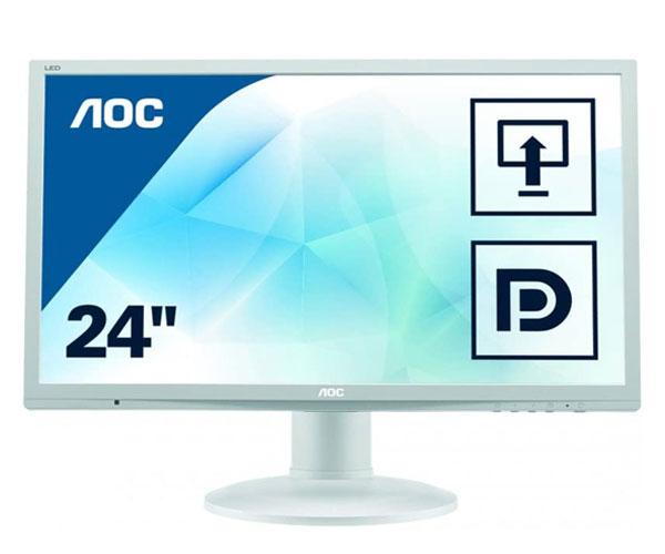 Monitor Reacondicionado Led AOC E2460P 24 / Altavoces integrados / VGA-DP-DVI / Plata / CABLE DE VIDEO Y CORRIENTE INCLUIDOS" - Imagen 2