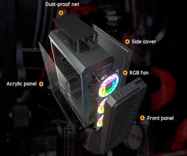 Caja Gaming Darkflash Water Square 5 / ATX / Rgb / Cristal templado Frontal - Lateral / USB 3.0 - Imagen 3
