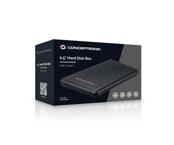Caja externa Conceptronic 2.5 Usb 3.1 Type-C Sata / Negro / HDE02B - Imagen 3