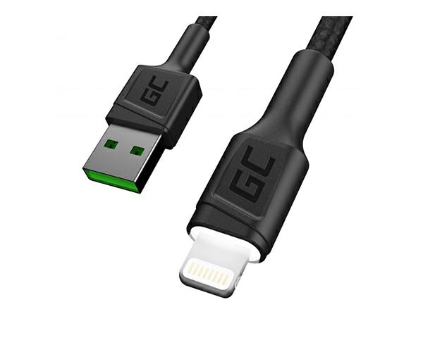 Cable datos USB 2.0 a Lightning Iiphone 5-12 / 1.2m / 2.4a / Led Blanco / KABGC05 / Greencell