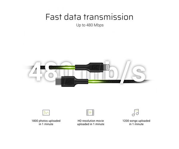 Cable datos Type-C a Lightning (iphone/ipad) Mfi Certificado/ 1m / KABGC07 / Greencell - Imagen 4