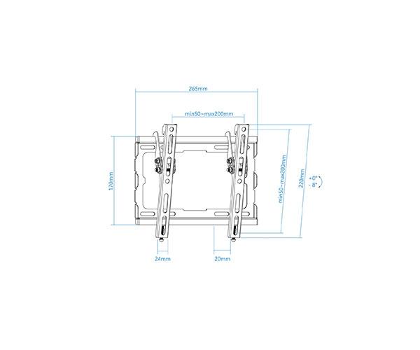 Soporte Tv de 23 a 43" / Inclinable / Max 45Kg. / Vesa 200x200 / -8º / Negro / Tooq LP1044T-B" - Imagen 3