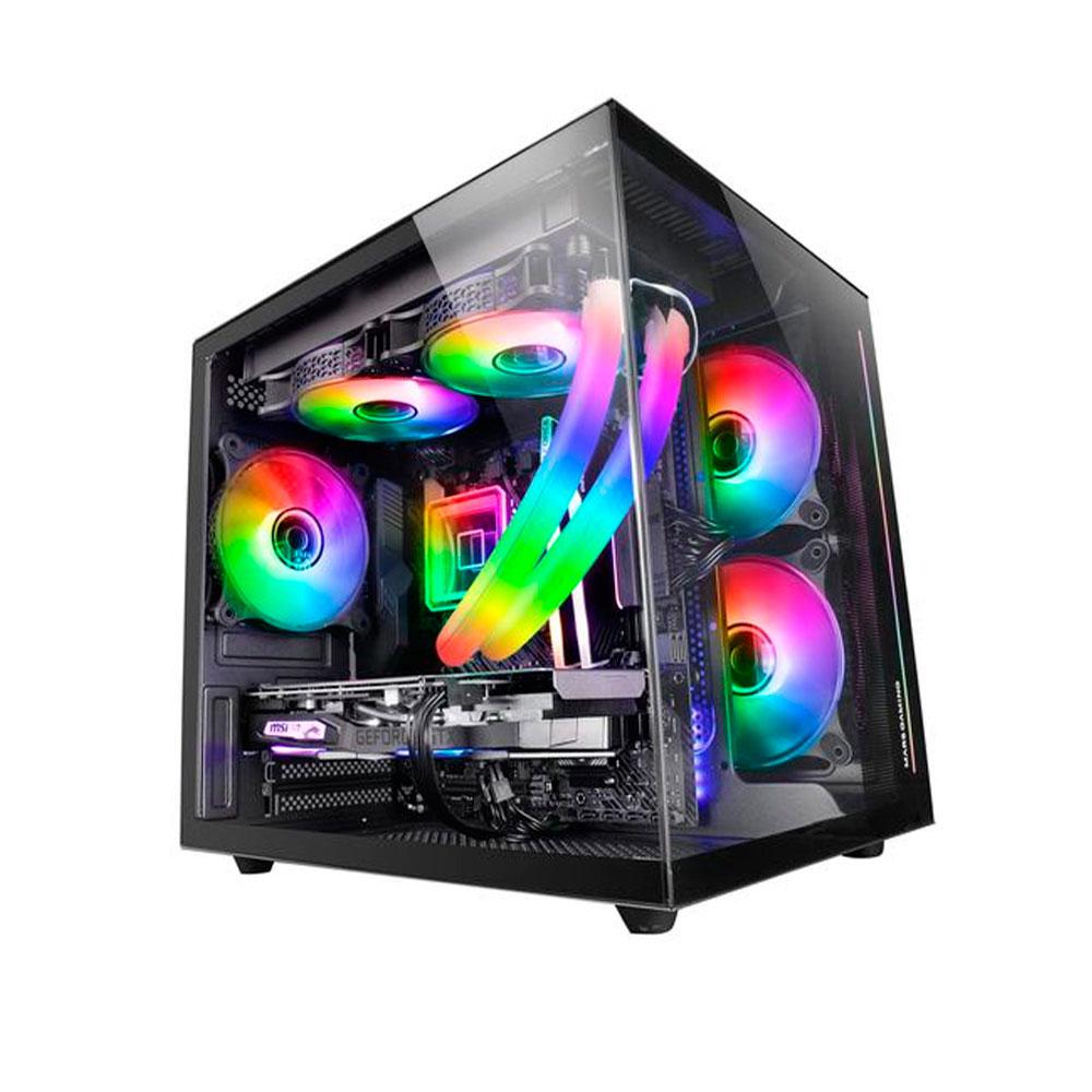 Caja Micro ATX Mars Gaming MC-VIEW Negra / Frontal - Lateral cristal templado continuo / Doble camara / Sin ventiladores - Imagen 3