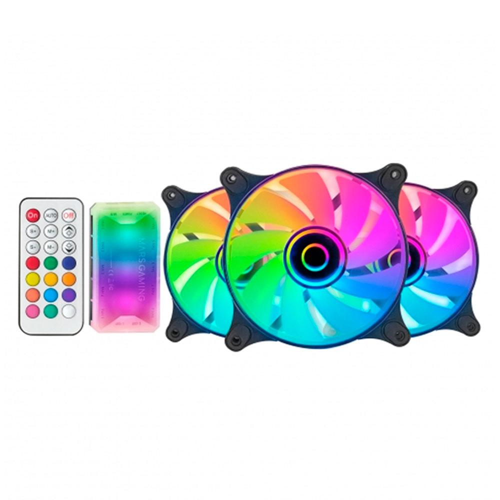 Ventilador interno Kit 3x Argb Mars Gaming MF-3D Kit Black 12x12cm argb efecto espejo infinito - Imagen 2