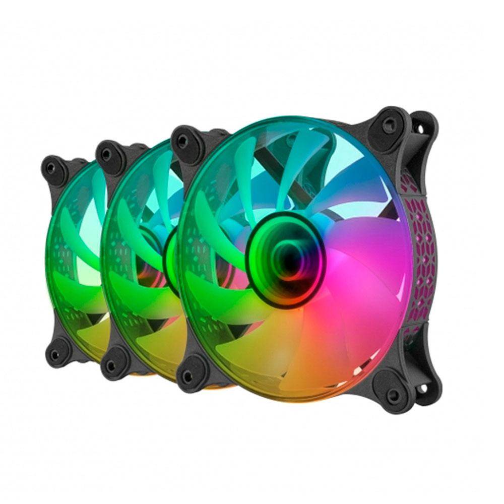Ventilador interno Kit 3x Argb Mars Gaming MF-3D Kit Black 12x12cm argb efecto espejo infinito - Imagen 3