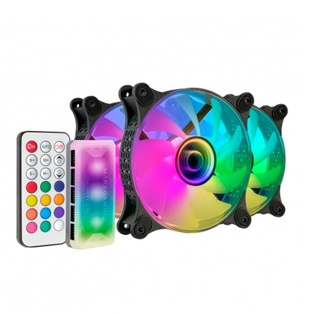 Ventilador interno Kit 3x Argb Mars Gaming MF-3D Kit Black 12x12cm argb efecto espejo infinito