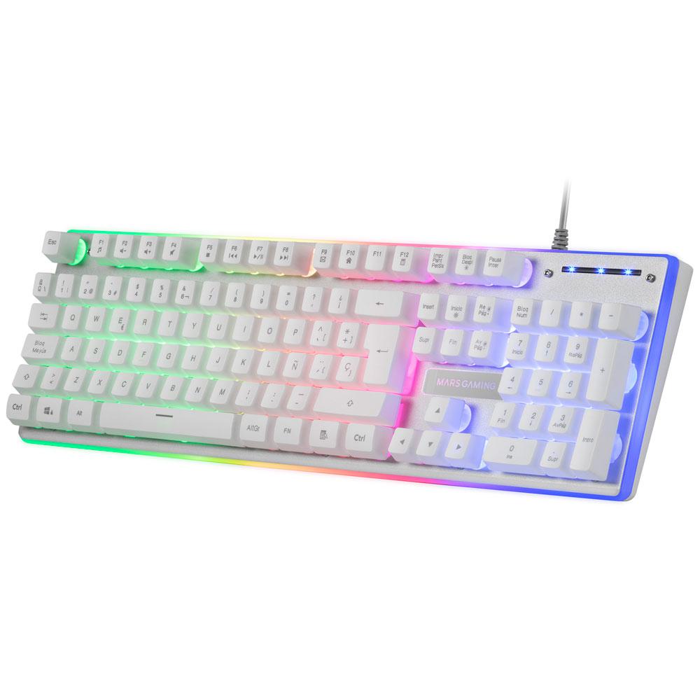Teclado hibrido H-Mecanico Mars Gaming MK220W / Switch H-Mech / FRGB Rainbow / Blanco - Imagen 2