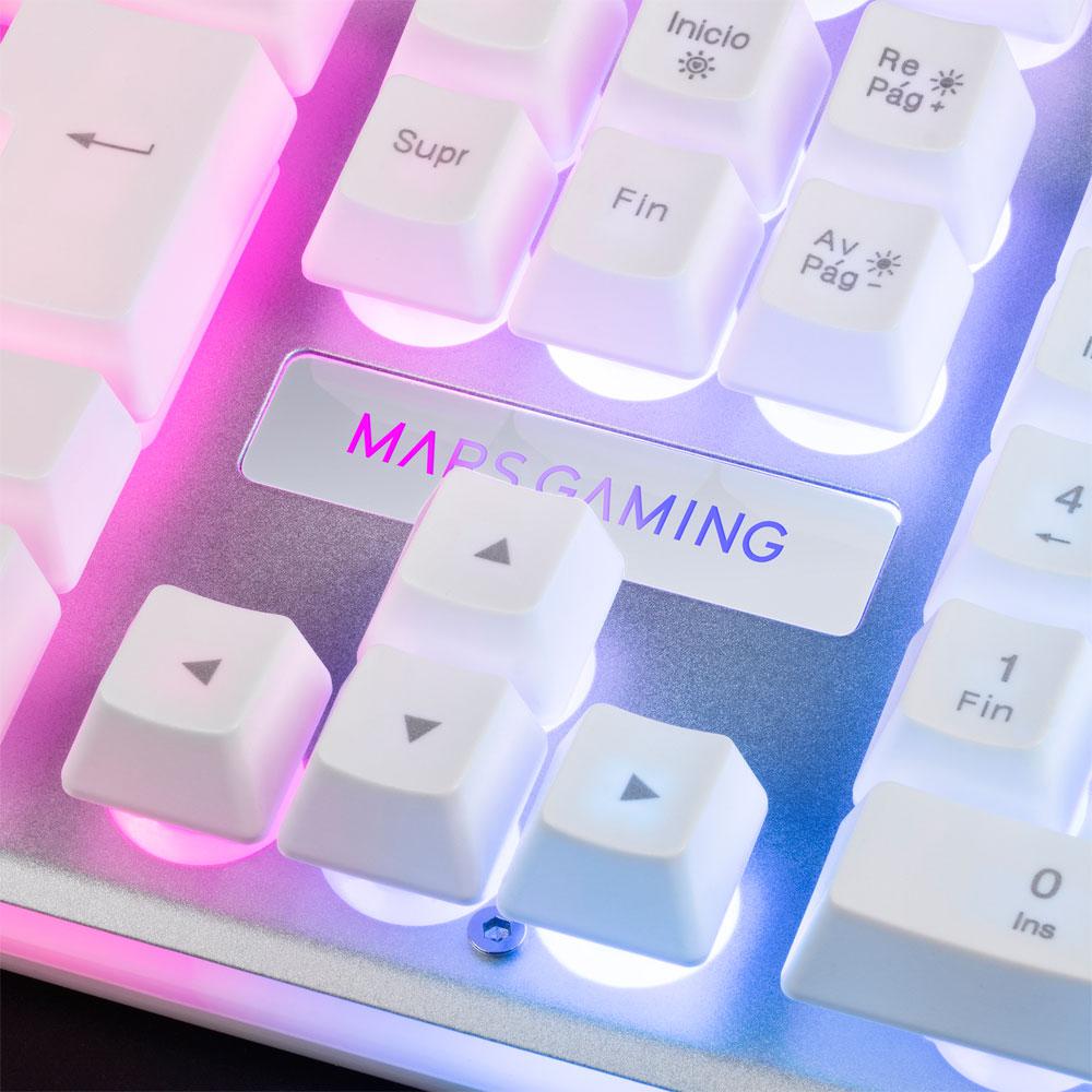 Teclado hibrido H-Mecanico Mars Gaming MK220W / Switch H-Mech / FRGB Rainbow / Blanco - Imagen 4