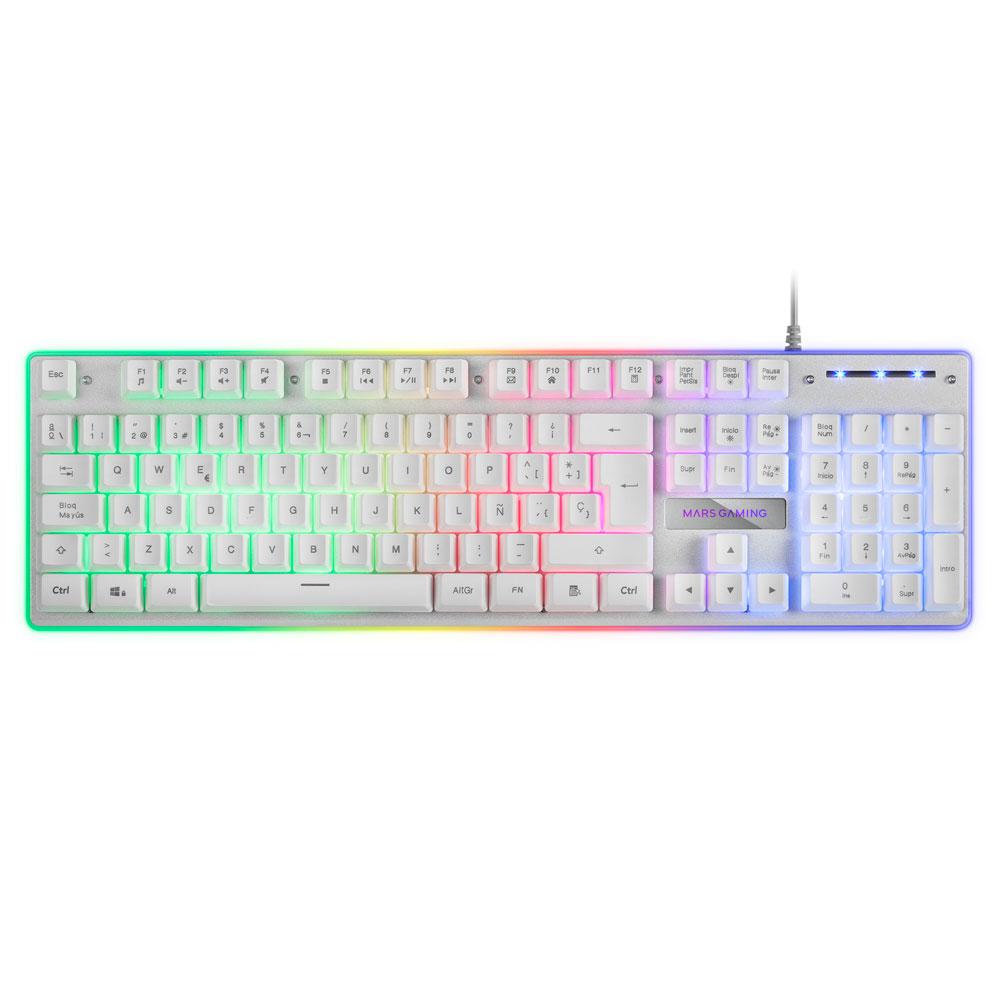 Teclado hibrido H-Mecanico Mars Gaming MK220W / Switch H-Mech / FRGB Rainbow / Blanco - Imagen 3