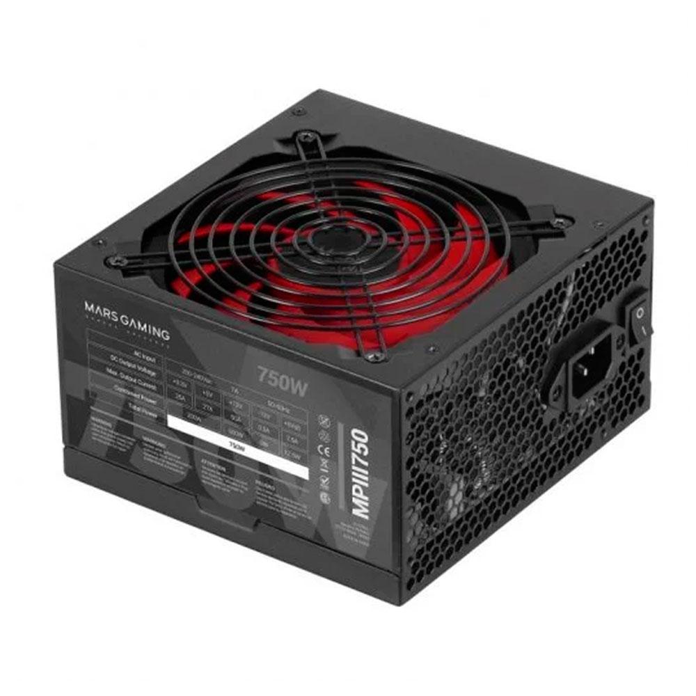 Fuente alimentacion ATX 750W Mars Gaming MPIII750 / Eficiencia 85% / PFC Activo / FAN 12x12 /14Db