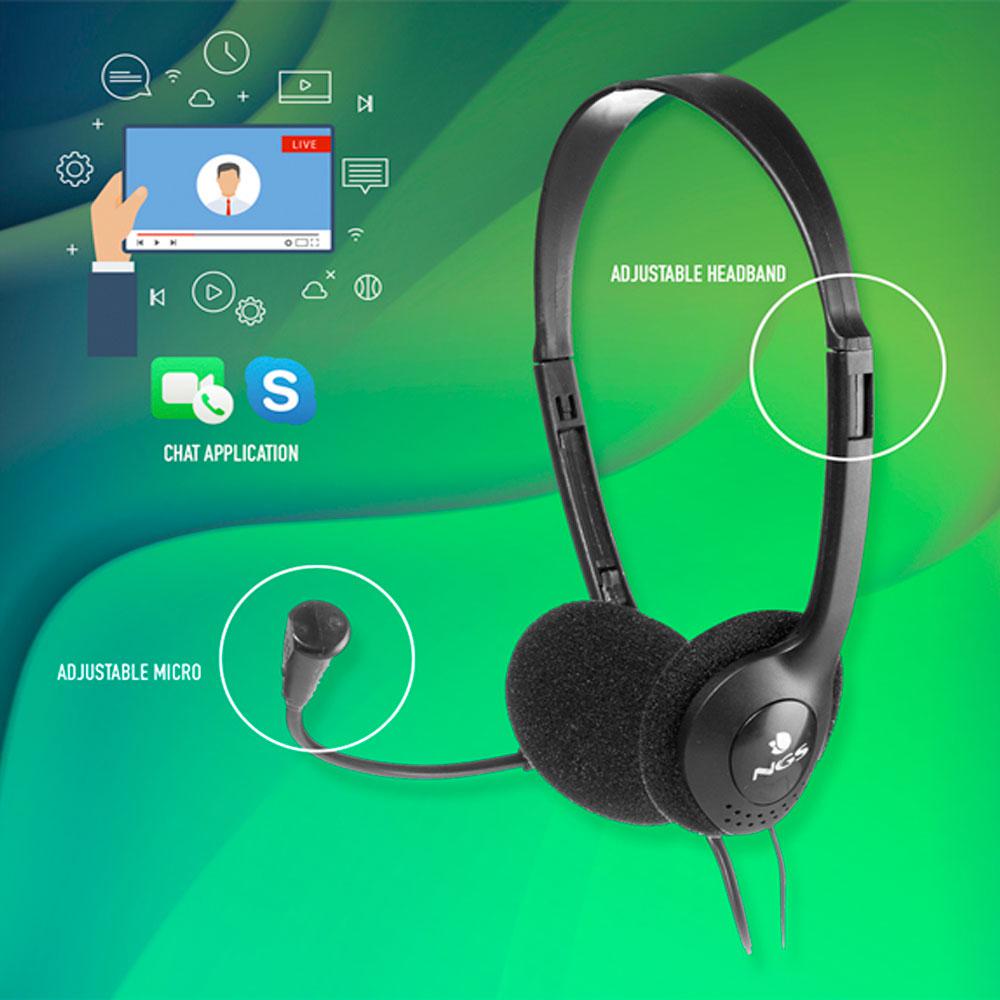 Auriculares con microfono Ngs MS103 PRO Control de volumen / 1xjack 3.5mm / Negro NGSMS103P - Imagen 2