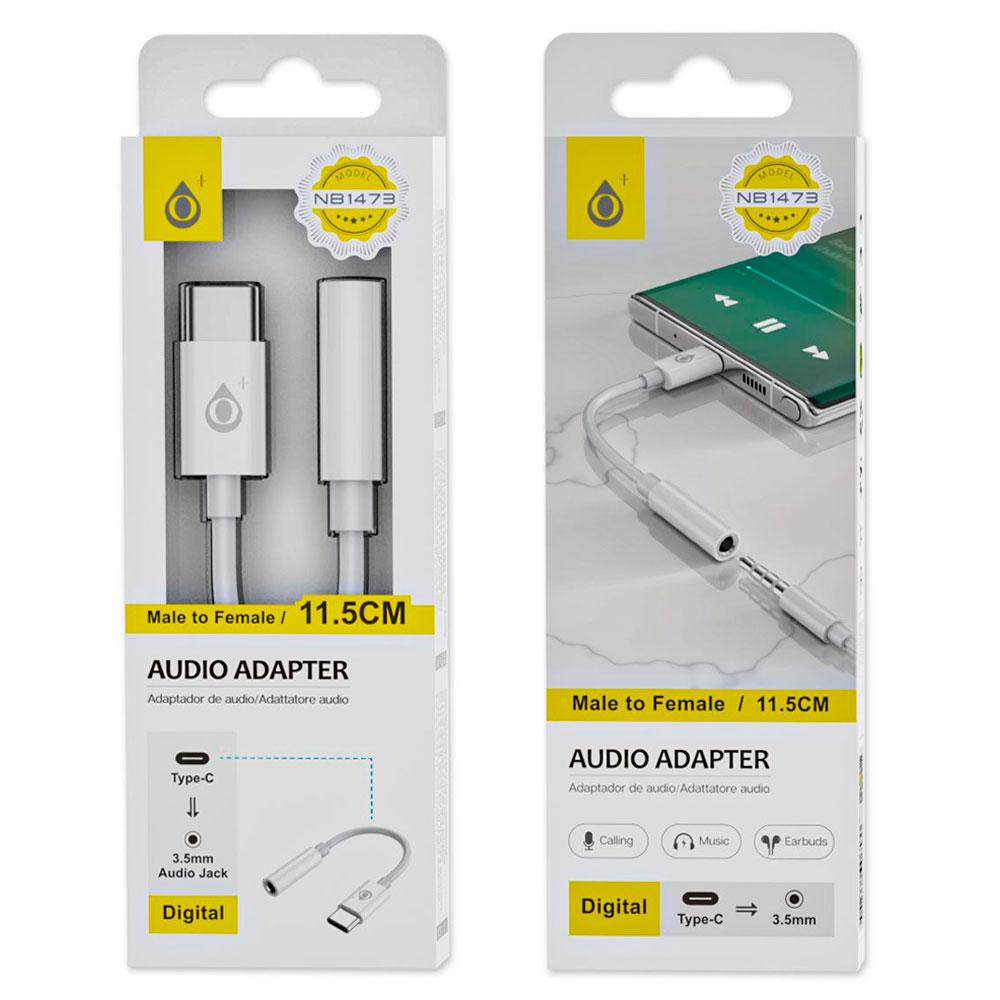 Cable adaptador de audio Type-C a Jack 3.5mm Hembra / 11.5cm / NB1473 / Blanco / 2104731 - Imagen 2