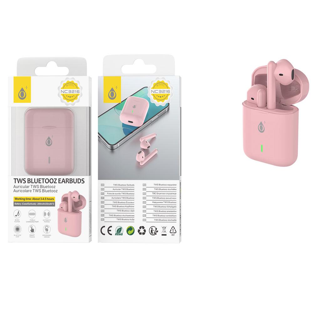 Auriculares estereo Bluetooth 5.3 NC3216 Rosa / Tws / Control tactil / Base de carga 200mah / One+