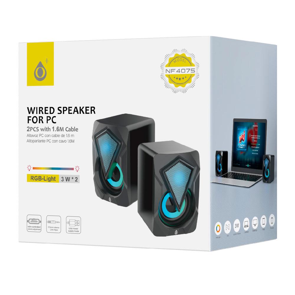 Altavoces 2.0 Pc NF4075 / Control de Volumen / Usb / 6w (2x3w) / Led RGB / Negro / 2400752 / One+ - Imagen 2