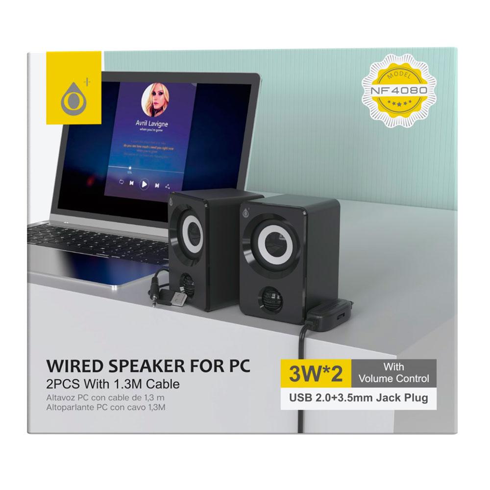 Altavoces 2.0 Pc NF4080 / Control de Volumen / Usb / Jack 3.5 / 6w (2x3w) / 1.3m / Negro / 2400802 / One + - Imagen 3