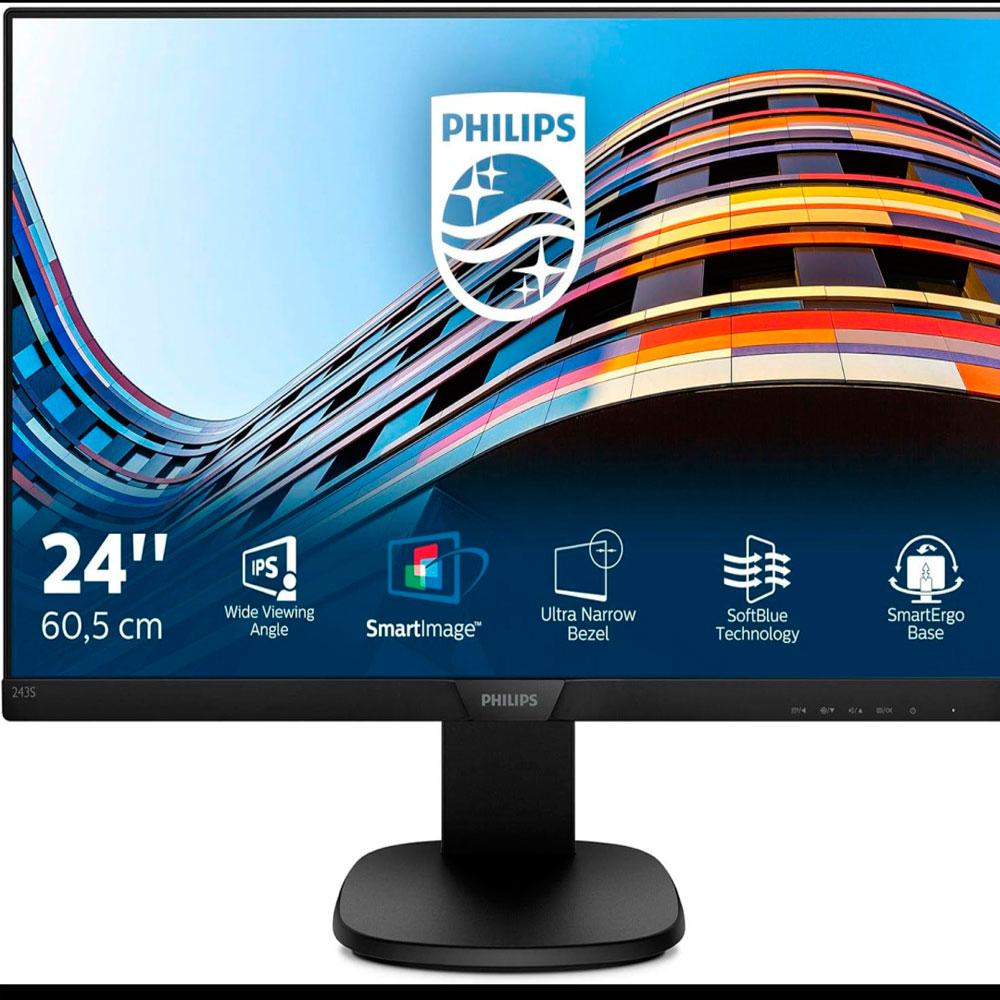 Monitor Reacondicionado LCD PHILIPS 243S7E / 24 IPS / HDMI-VGA-DP / Negro / CABLE DE VIDEO Y CORRIENTE INCLUIDOS"