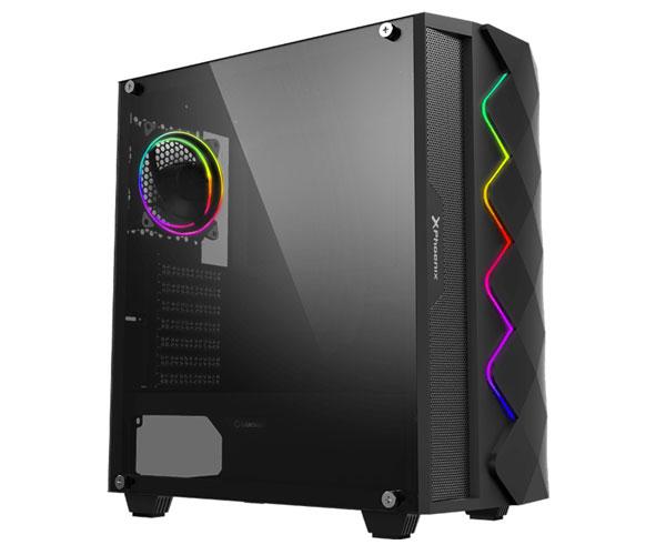 Caja ATX Gaming Phoenix Black Diamond Cristal Templado Tira Led Argb Filtros antipolvo