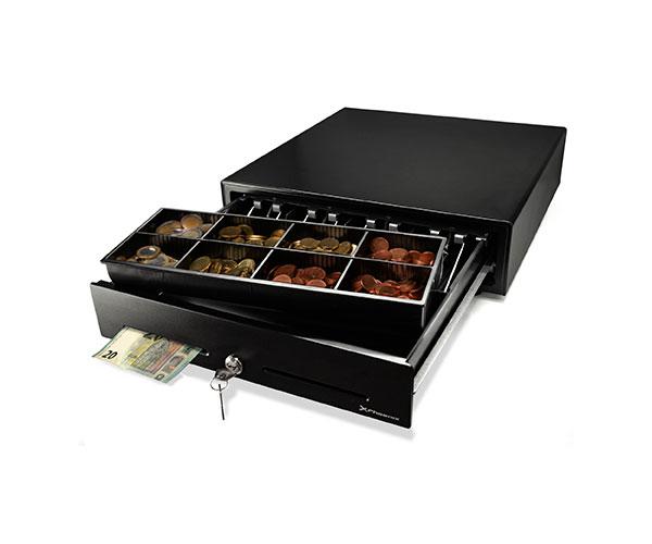 Cajon portamonedas Phoenix / 41cm / Apertura Manual con Boton / Compartimentos para Billetes 4 - Monedas 8 / Negro - Imagen 2