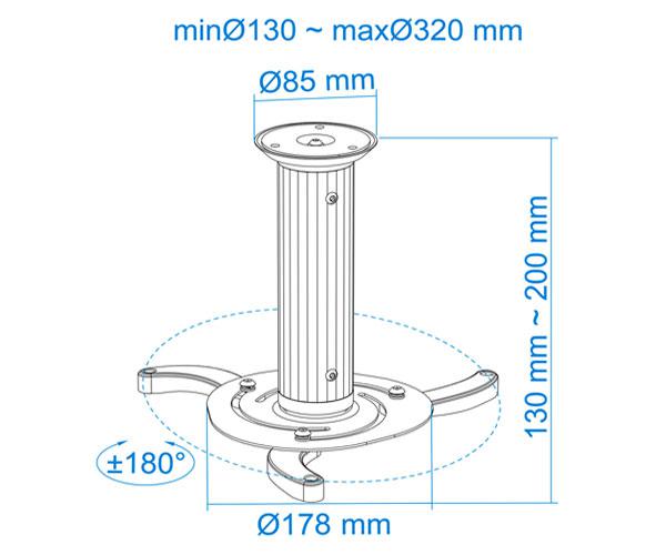 Soporte proyector pj1010tn-b techo giratorio negro - Imagen 3