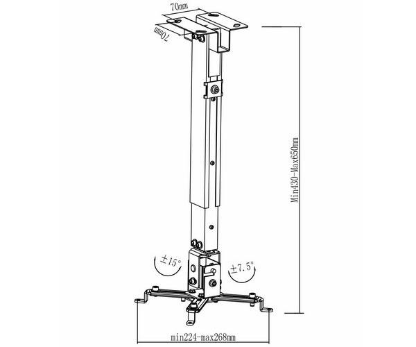 Soporte proyector techo pj2012t-s inclinable plata - Imagen 2
