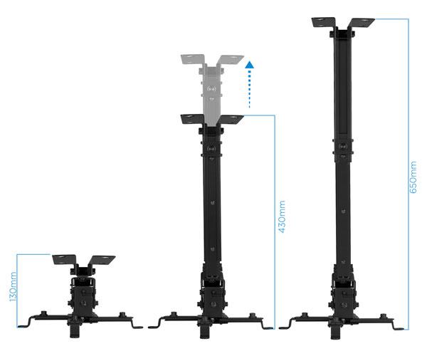 Soporte proyector techo pj2012t-b inclinable Negro - Imagen 2