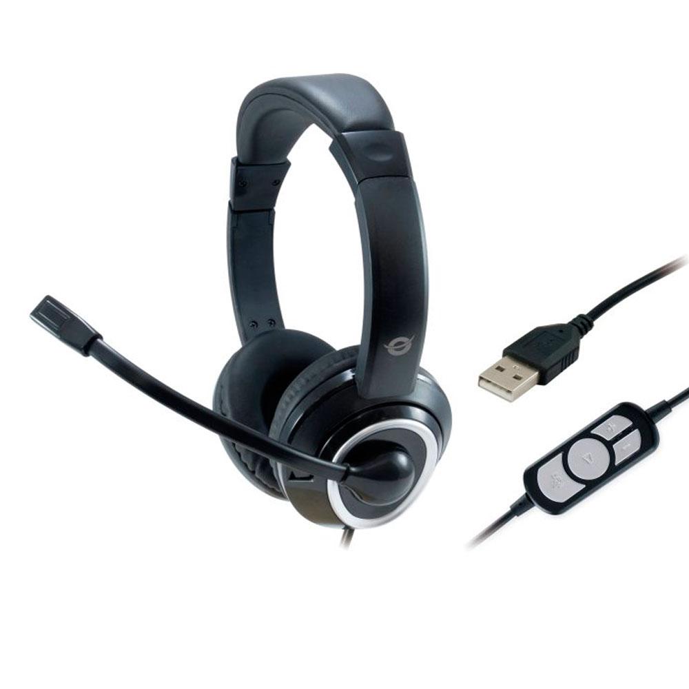 Auriculares con Microfono flexible Conceptronic Polona / Usb / VoIp / Negro POLONA01B - Imagen 2