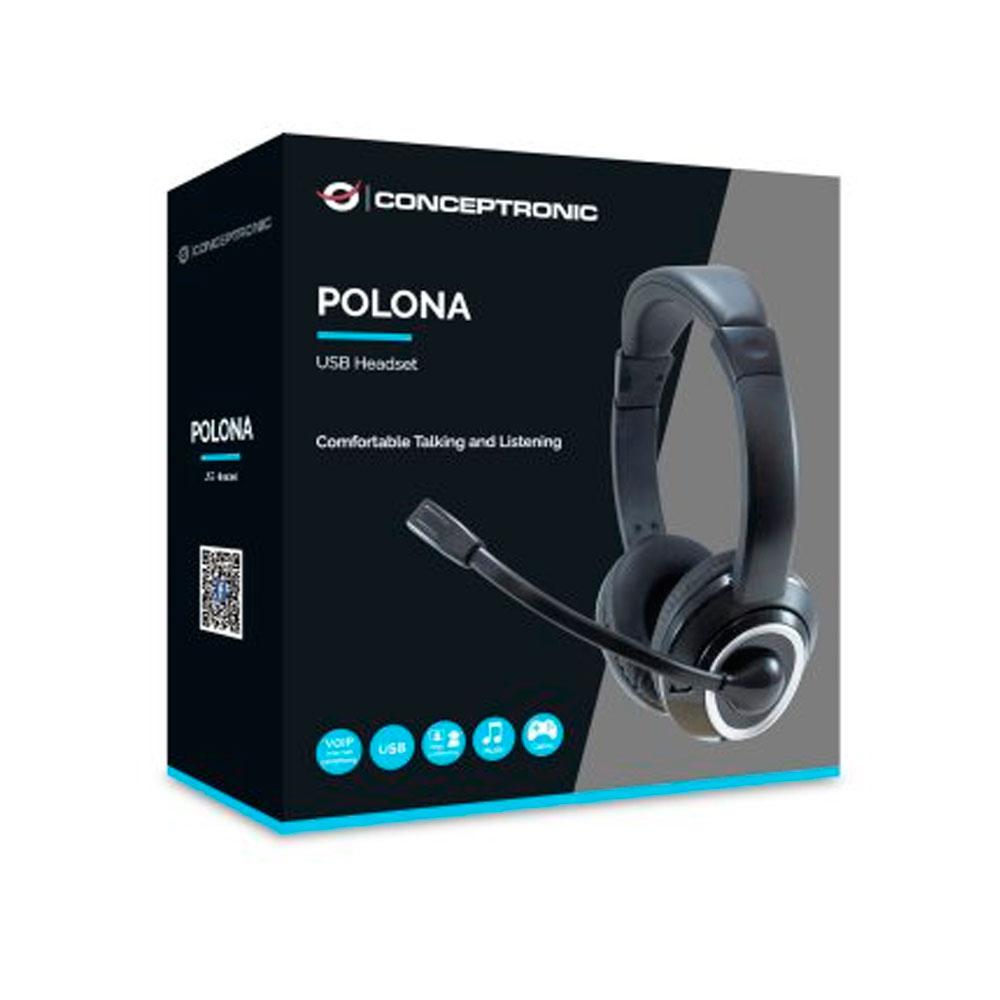 Auriculares con Microfono flexible Conceptronic Polona / Usb / VoIp / Negro POLONA01B - Imagen 3