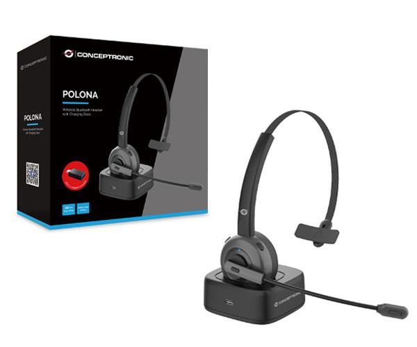 Auricular Bluetooth Conceptronic POLONA03BD / Base de carga / Bt 5.0 / Cancelacion de ruido / Microfono giratorio - Imagen 4