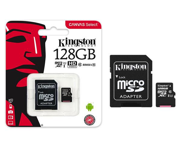 Micro sd xc Kingston Uhs-i 128Gb Canvas Select Plus 100mb/s clase 10 con adaptador SDCS2/128GB