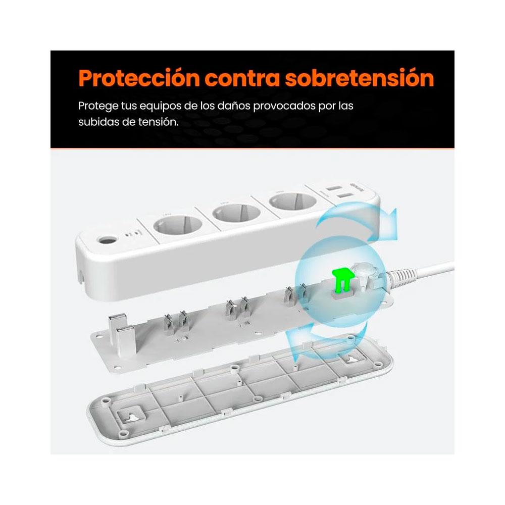 Regleta 3 tomas IPCOM / Proteccion infantil / 2x Puerto de carga USB / Blanca / SP15 - Imagen 5
