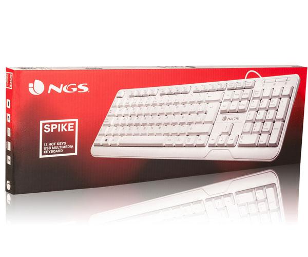 Teclado USB Ngs Spike Blanco / Cable 1.4m / 12 Teclas Multimedia - Imagen 3