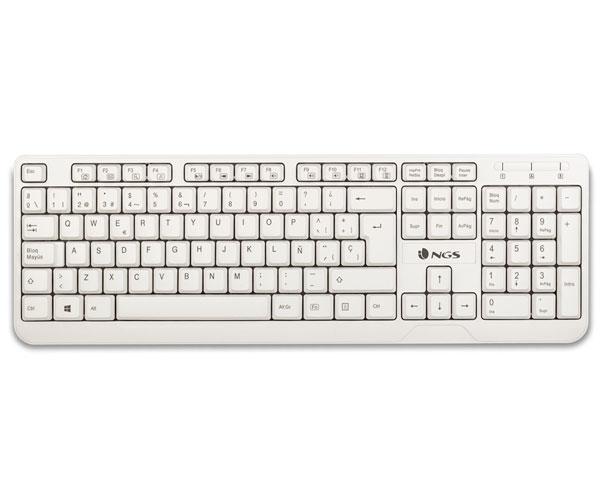 Teclado USB Ngs Spike Blanco / Cable 1.4m / 12 Teclas Multimedia