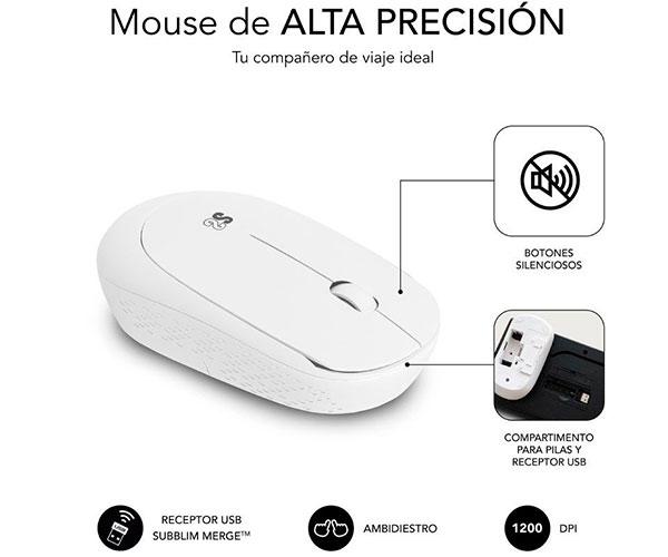 Combo Teclado + Raton Inalambrico Subblim Business / Slim / Silencioso / Blanco/ SUBKBC-CSSW11 - Imagen 4