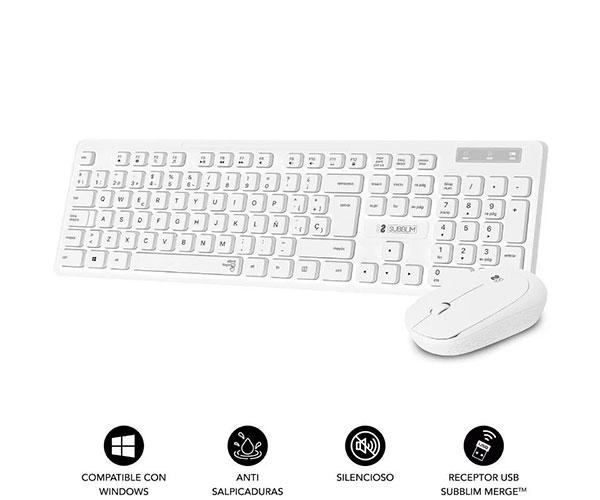 Combo Teclado + Raton Inalambrico Subblim Business / Slim / Silencioso / Blanco/ SUBKBC-CSSW11