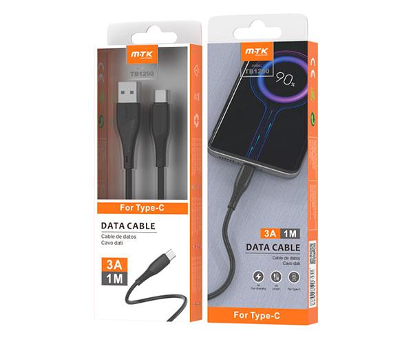 Cable datos USB 2.0 a Type-C / 1m / 3.4a / Carga rapida / Tb1290 / Negro / Mtk - Imagen 2