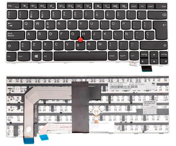 Teclado compatible para portátil LENOVO T460S gris + Pointstick Retroiluminado con marco