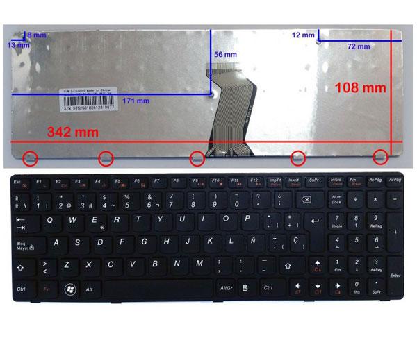 Teclado compatible para portátil LENOVO IdeaPad g570 / g575 / z560 / z565 negro