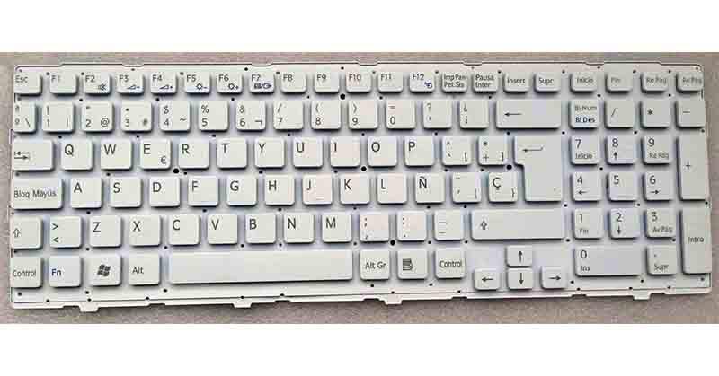 Teclado compatible para portátil SONY Vaio vpc-eh blanco sin marco