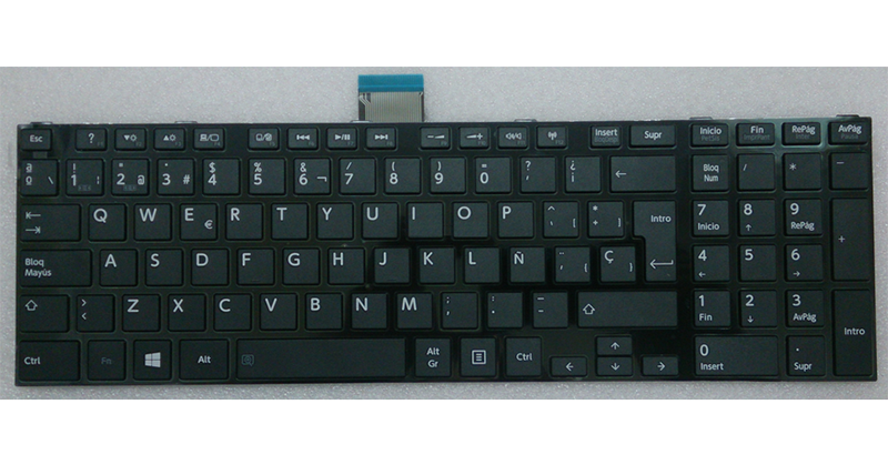Teclado compatible para portátil TOSHIBA Satellite c50/ c50d/ c55/ c55d negro con marco